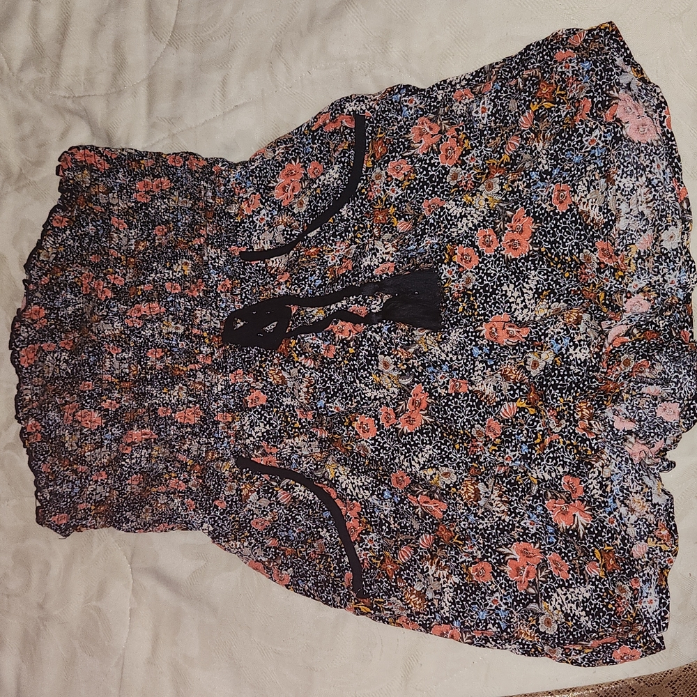 Beautiful flower print blue n orange romper size M